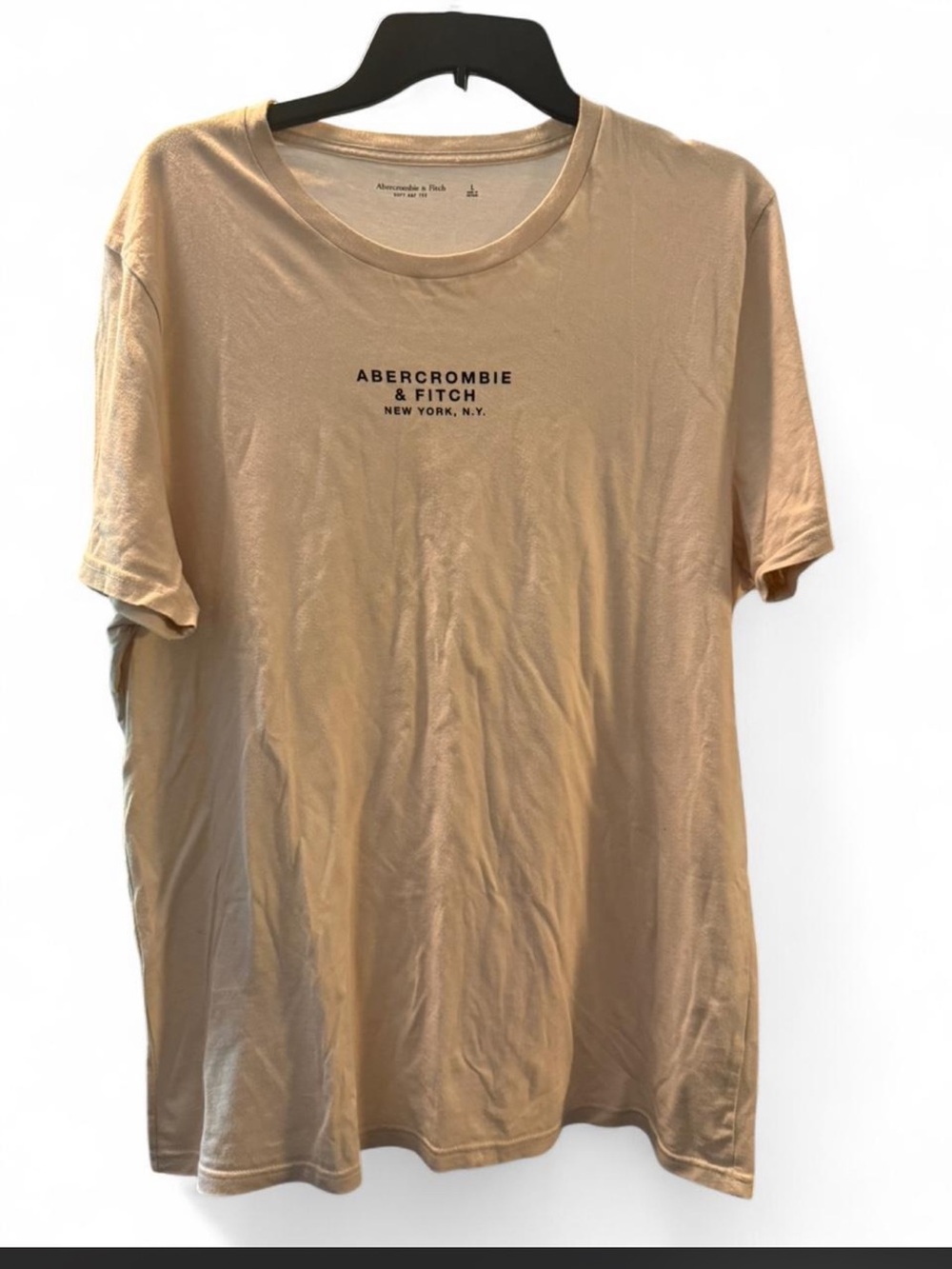 Abercrombie & Fitch Men's Tan Logo Crewneck Tee men’s large